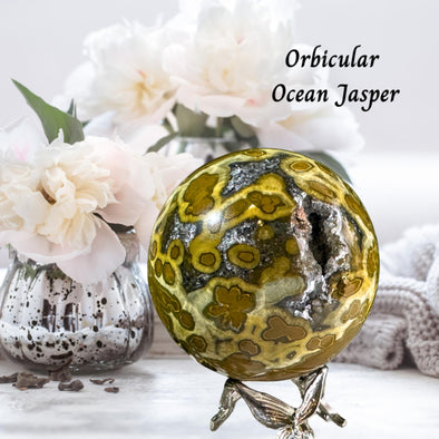 Orbicular Ocean Jasper Crystal Sphere