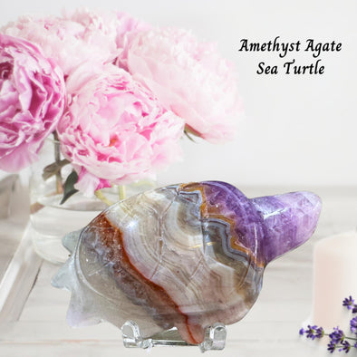 Natural Amethyst Agate Crystal Sea Turtle