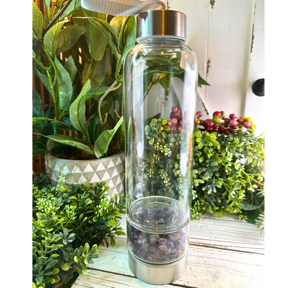 Natural Amethyst Crystal Water Bottle