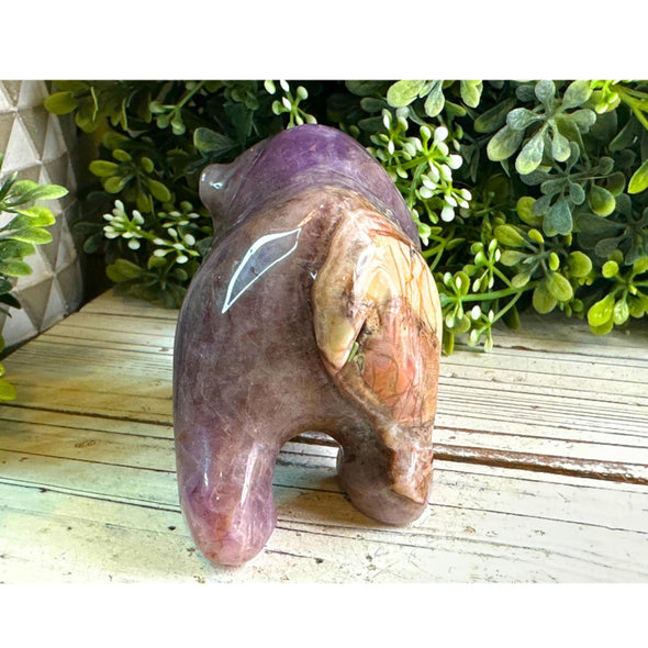 Crazy Lace Amethyst Bear Carving