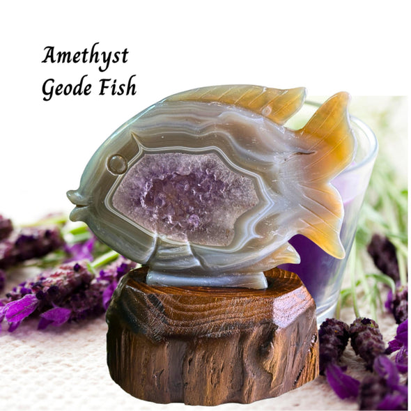 Natural Amethyst Crystal Fish Carving