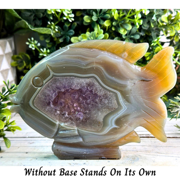 Natural Amethyst Crystal Fish Carving