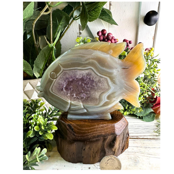 Natural Amethyst Crystal Fish Carving