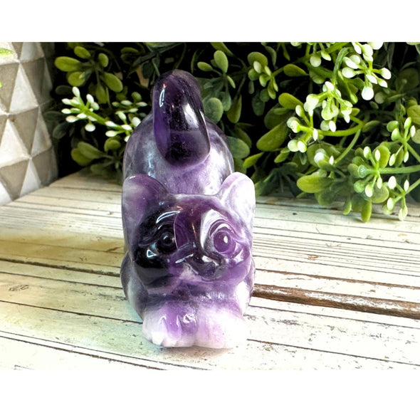 Purple Amethyst Crystal Kitten Figurine