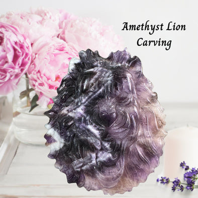 Dream Amethyst Lion Head Carving