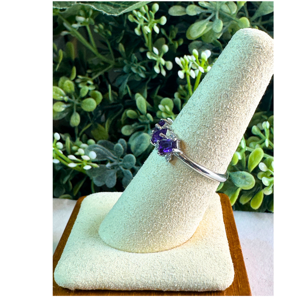 Natural Amethyst Adjustable Banded Ring