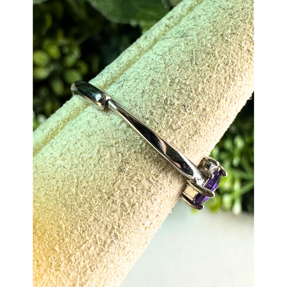 Natural Amethyst Adjustable Banded Ring