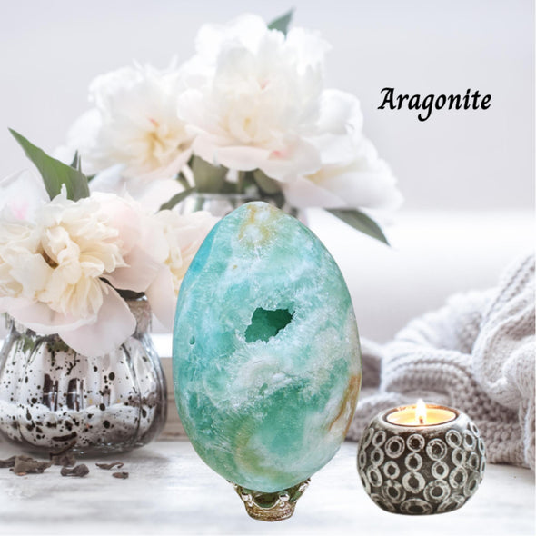 Natural Blue Aragonite Crystal Egg