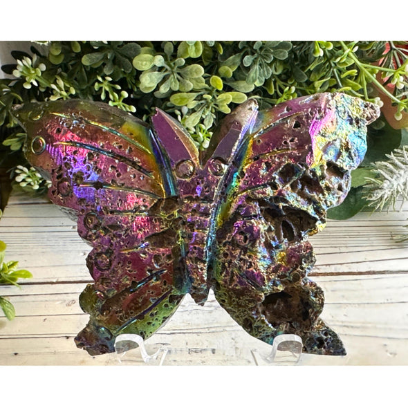 Druzy Aura Sphalerite Butterfly Carving