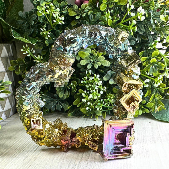 Bismuth Ore Crystal Shaped Heart Figurine