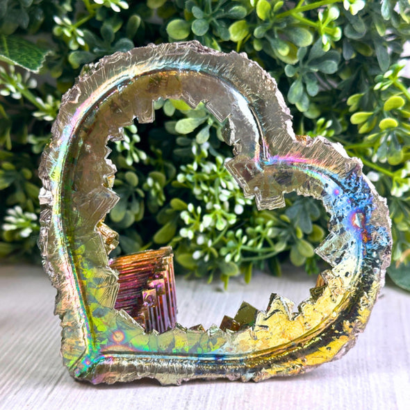 Bismuth Ore Crystal Shaped Heart Figurine