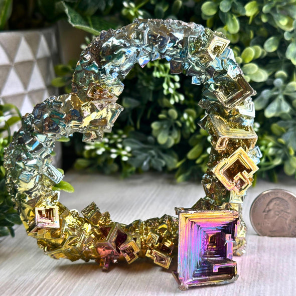 Bismuth Ore Crystal Shaped Heart Figurine