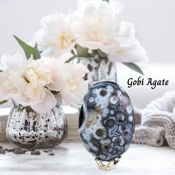 Natural Black Gobi Agate Crystal Palmstone