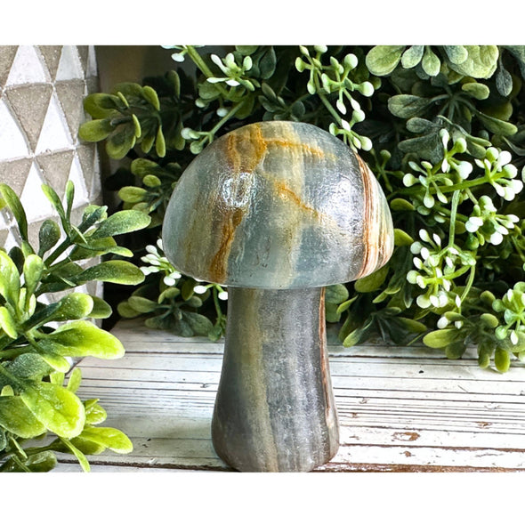 Natural Blue Onyx Crystal Mushroom Carving