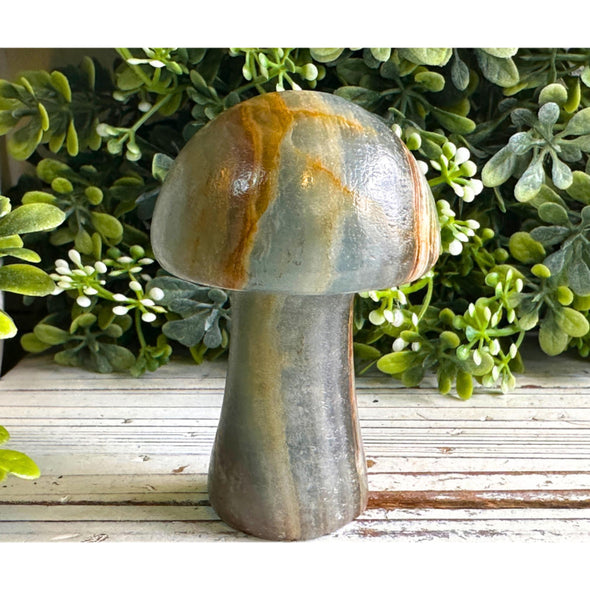 Natural Blue Onyx Crystal Mushroom Carving