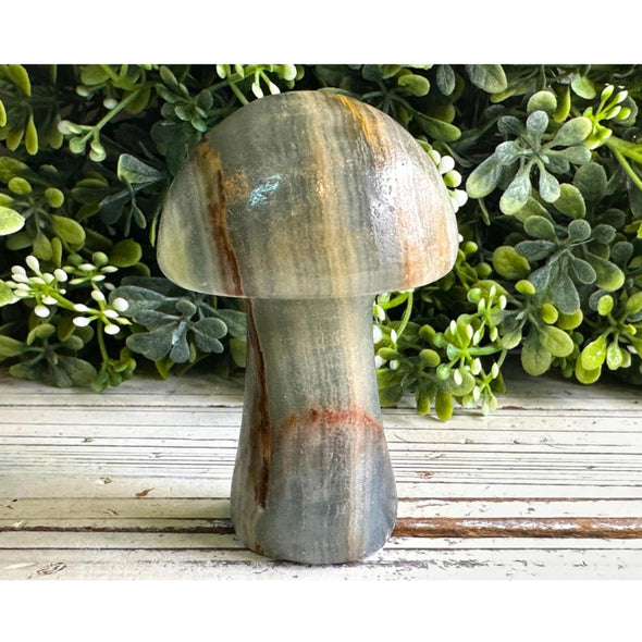 Natural Blue Onyx Crystal Mushroom Carving