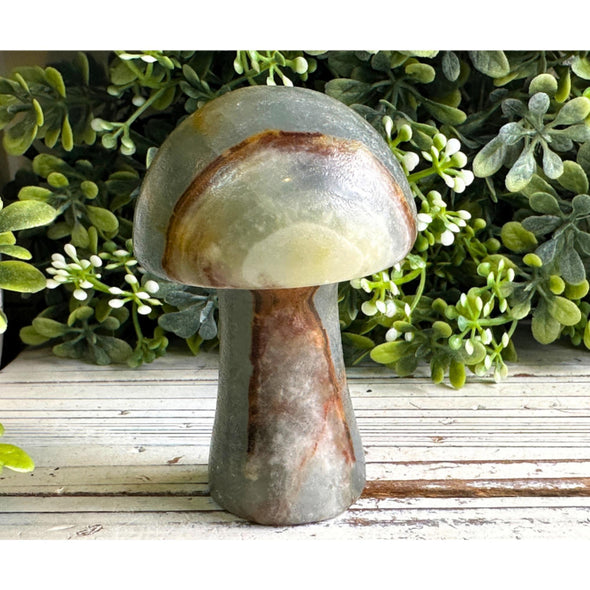 Natural Blue Onyx Crystal Mushroom Carving