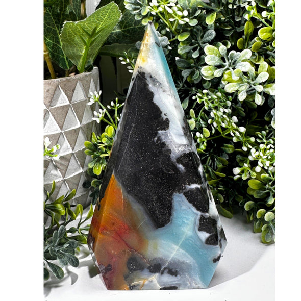 Caribbean Calcite Crystal Freeform With Pyrite