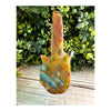 Caribbean Calcite guitar carving for music lovers with soothing blue and orange hues. Perfect for adding a touch of serenity to your space.