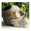 Caribbean Calcite Crystal Skull Carving - Skull Carving showcasing intricate detail with vibrant blue hues for crystal lovers