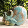 Caribbean Calcite Crystal Skull Carving - Skull Carving showcasing intricate detail with vibrant blue hues for crystal lovers