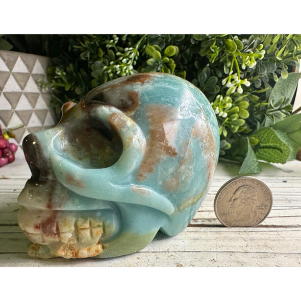 Caribbean Calcite Crystal Skull Carving