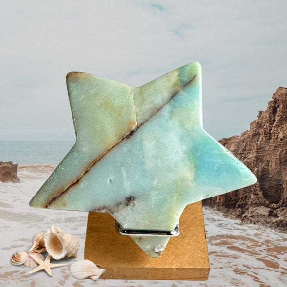 Blue Caribbean Calcite Starfish