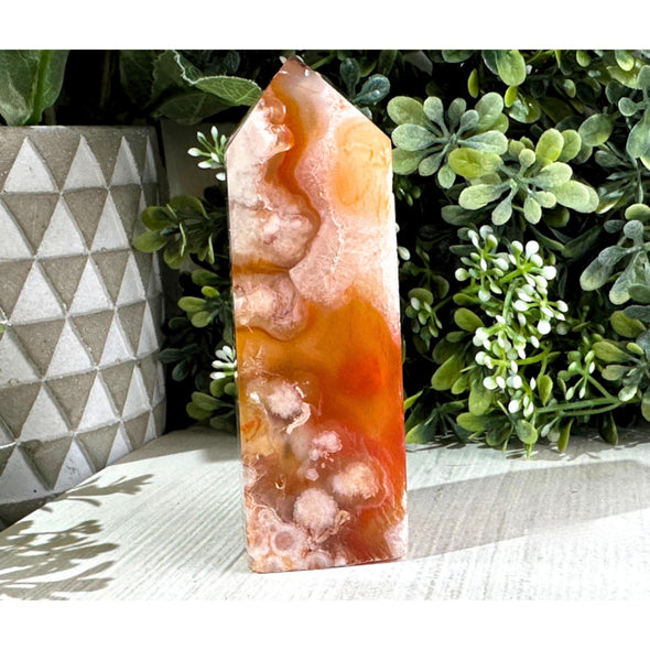 Natural Carnelian Flower Agate Point