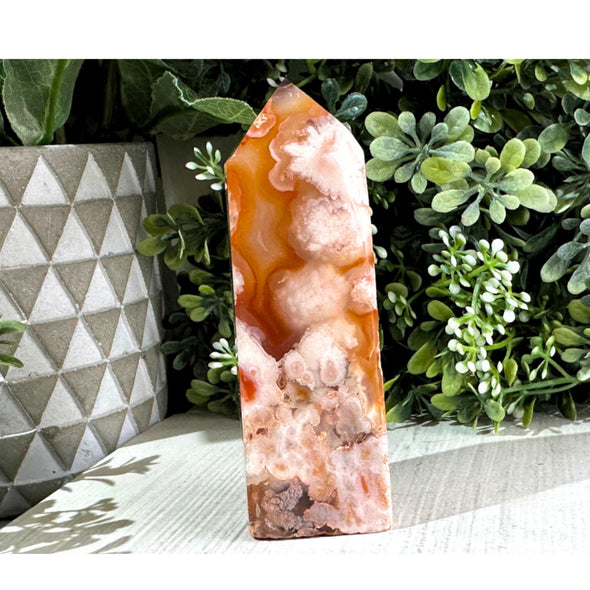 Natural Carnelian Flower Agate Point