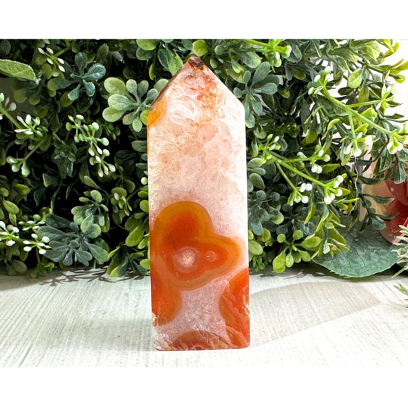 Natural Carnelian Flower Agate Point