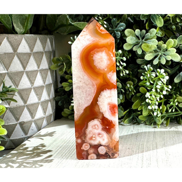 Natural Carnelian Flower Agate Point