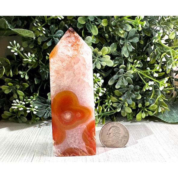 Natural Carnelian Flower Agate Point