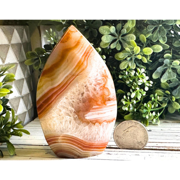 Natural Carnelian and Quartz Freeform