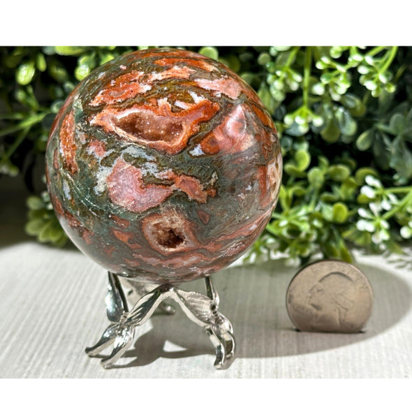 Red Carnelian Moss Agate Crystal Sphere