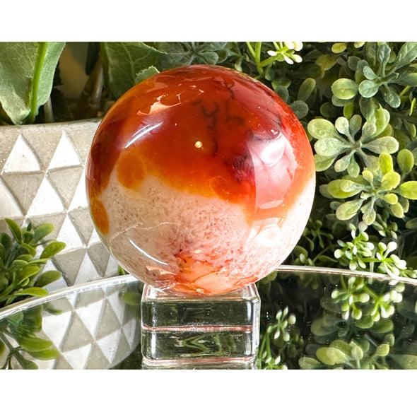 Natural Carnelian and Quartz Sphere