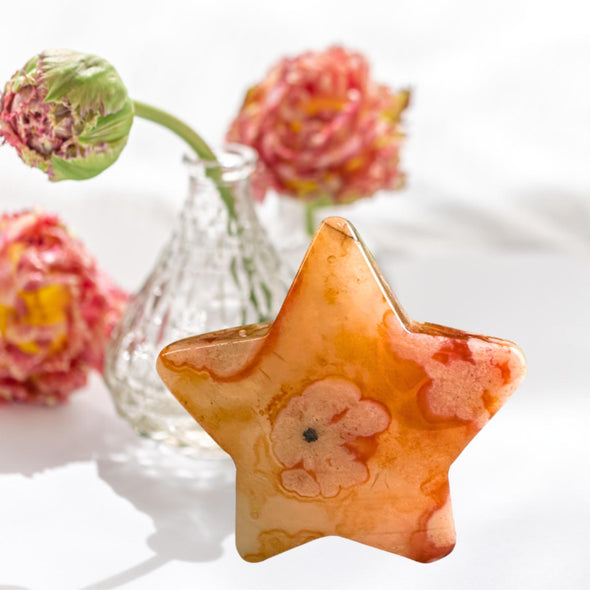 Radiant Carnelian Crystal Star Carving