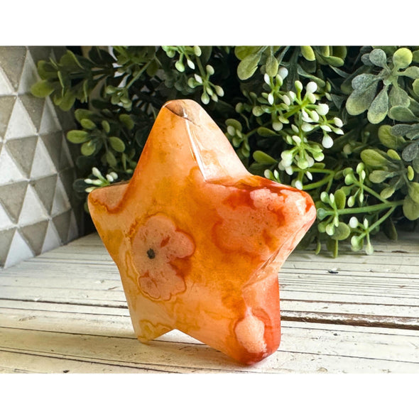 Radiant Carnelian Crystal Star Carving