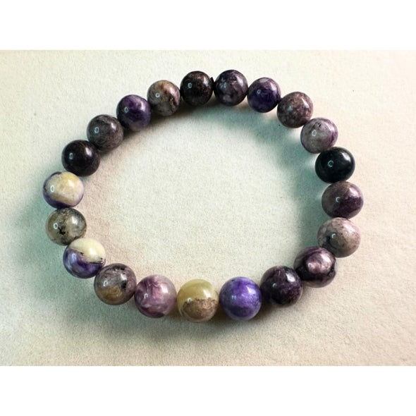 Genuine Charoite Stone Bead Bracelet