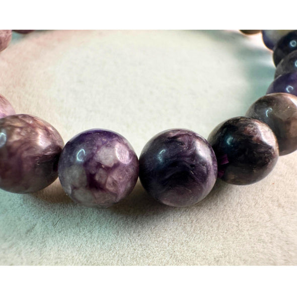 Genuine Charoite Stone Bead Bracelet