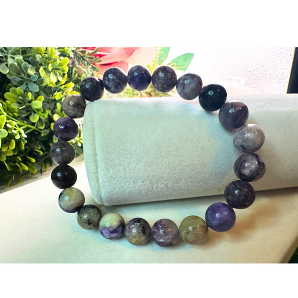 Genuine Charoite Stone Bead Bracelet