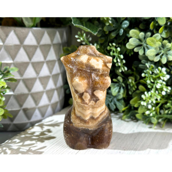 Chocolate Calcite Crystal Body Female Torso