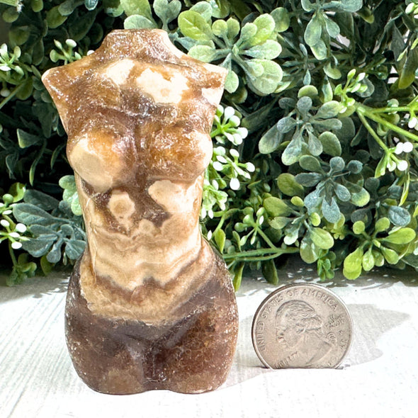 Chocolate Calcite Crystal Body Female Torso