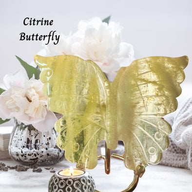 Yellow Citrine Crystal Butterfly Figurine