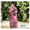 Vibrant Pink Cobaltoan Calcite Crystal Point for healing and love, featuring a stunning pink with green hue and natural clarity.