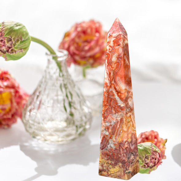 Natural Crazy Lace Agate Crystal Tower