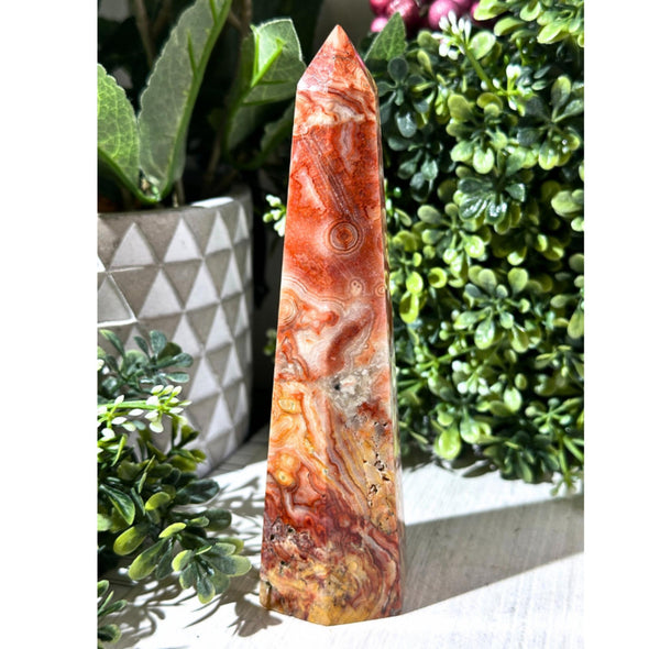 Natural Crazy Lace Agate Crystal Tower