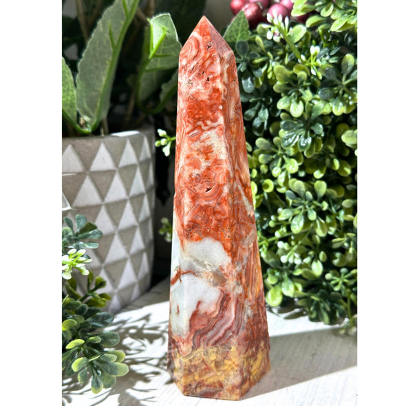 Natural Crazy Lace Agate Crystal Tower