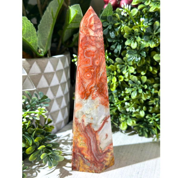 Natural Crazy Lace Agate Crystal Tower