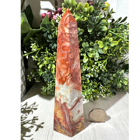 Natural Crazy Lace Agate Crystal Tower