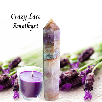 Crazy Lace Amethyst Crystal Obelisk